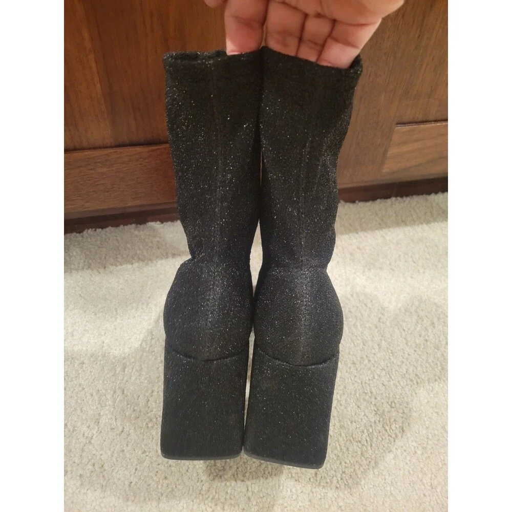 New ABOUND Steffie Platform Bootie In Black Glitter Women's Size 7 Zipper Party